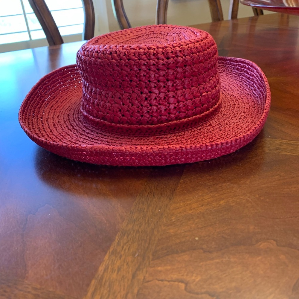 Scala Red Woven Straw Hat - NWOT
